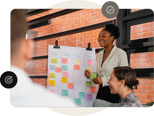 Team managing editorial and content board