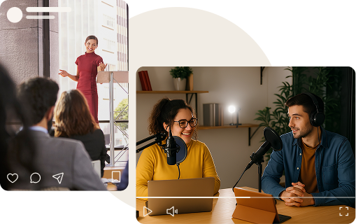 Podcast and PR interview production setup